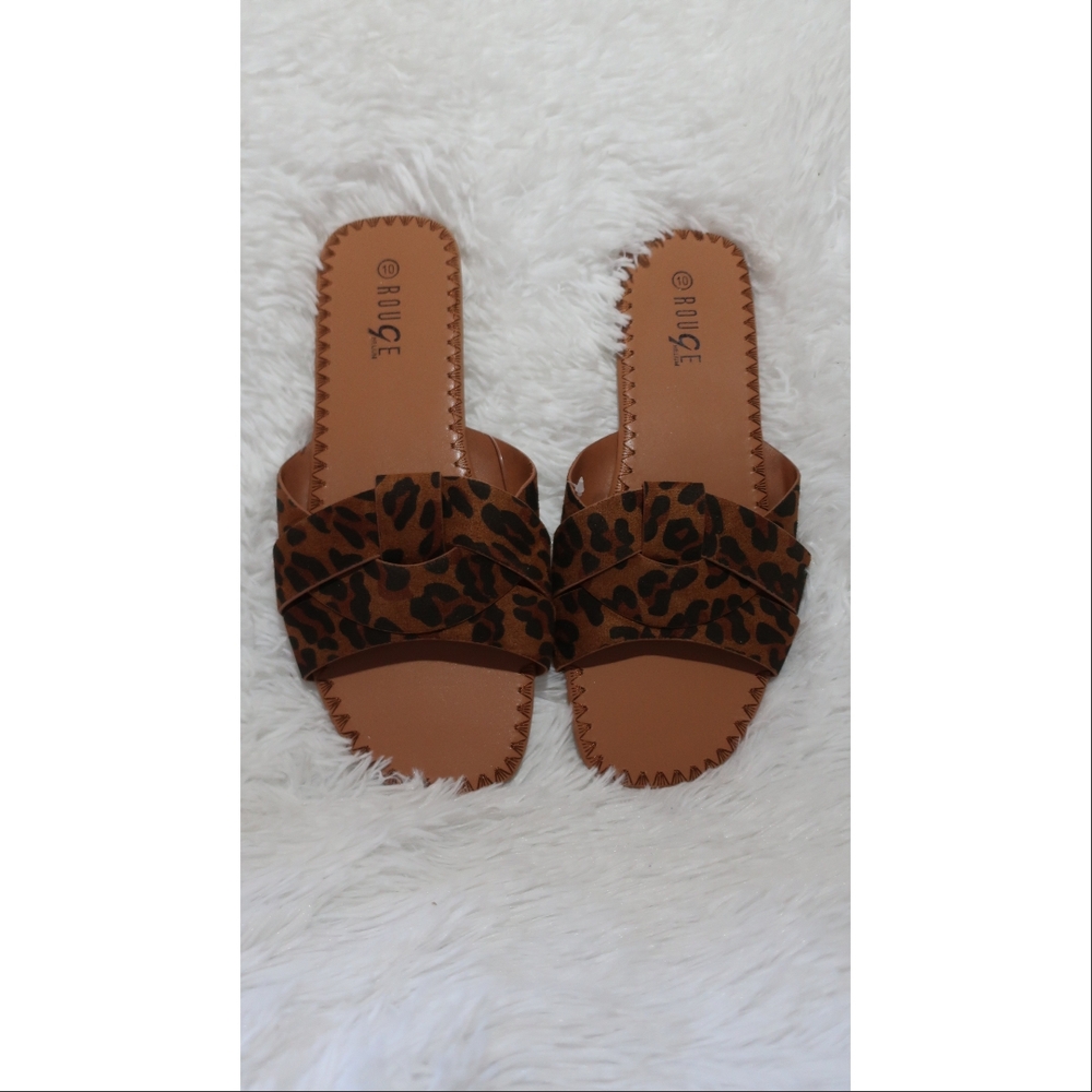 Leopard Print Slide Sandals